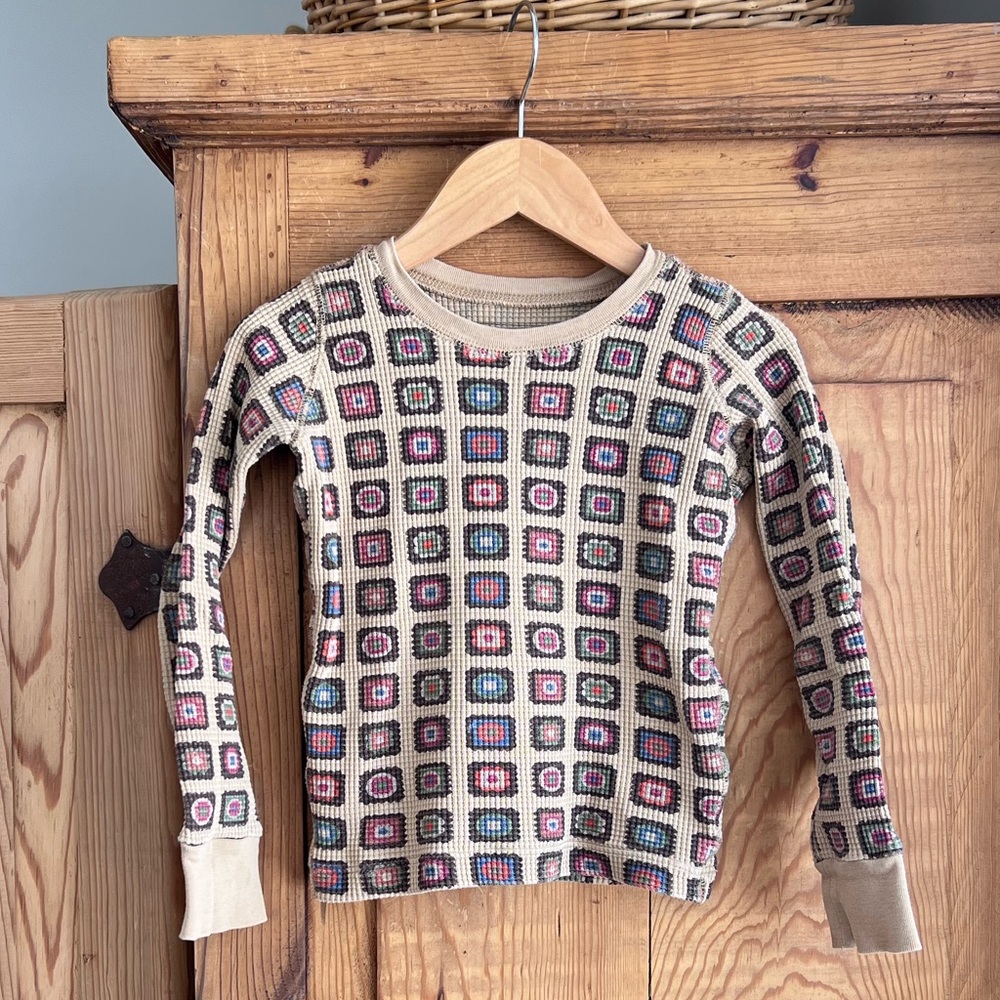 Noble | Grandma Knit Geometric Pattern Kids Long Sleeve Shirt